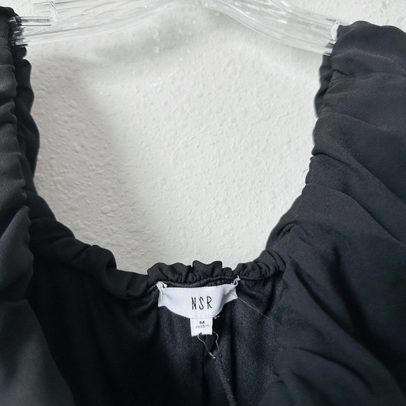 NSR Black Boho Flounce Off The Shoulder Dress Sz M NWT - Picture 4 of 5